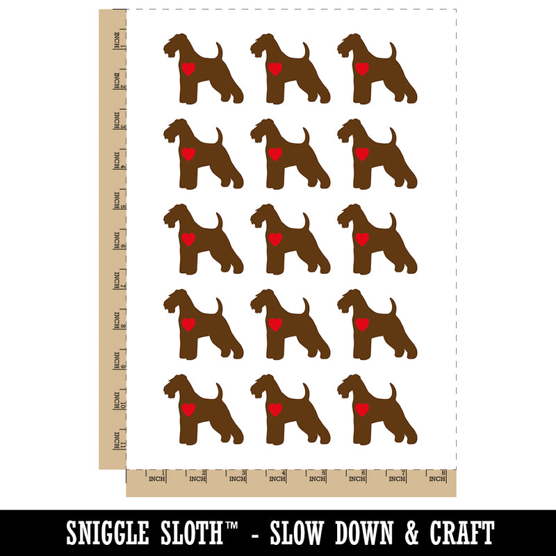 Welsh Terrier Dog with Heart Temporary Tattoo Water Resistant Fake Body Art Set Collection (1 Sheet)