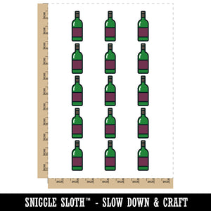 Wine Bottle Icon Temporary Tattoo Water Resistant Fake Body Art Set Collection (1 Sheet)