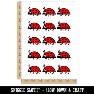 Ladybug On the Move Doodle Temporary Tattoo Water Resistant Fake Body Art Set Collection (1 Sheet)