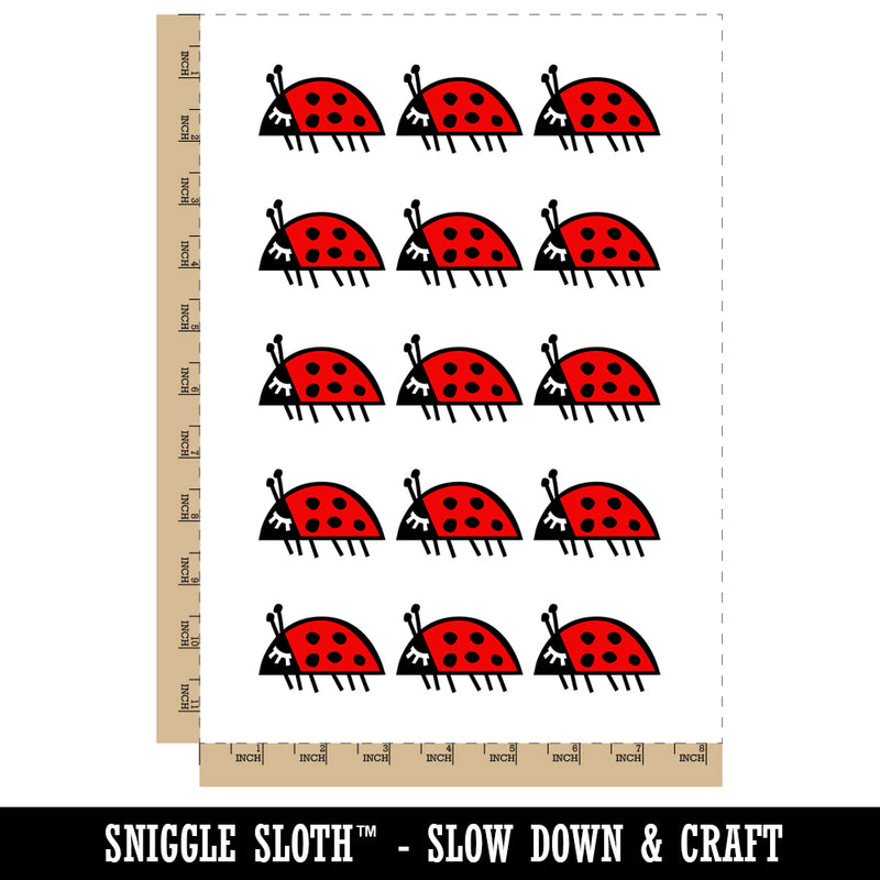 Ladybug On the Move Doodle Temporary Tattoo Water Resistant Fake Body Art Set Collection (1 Sheet)