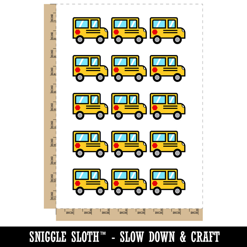 School Bus Icon Temporary Tattoo Water Resistant Fake Body Art Set Collection (1 Sheet)