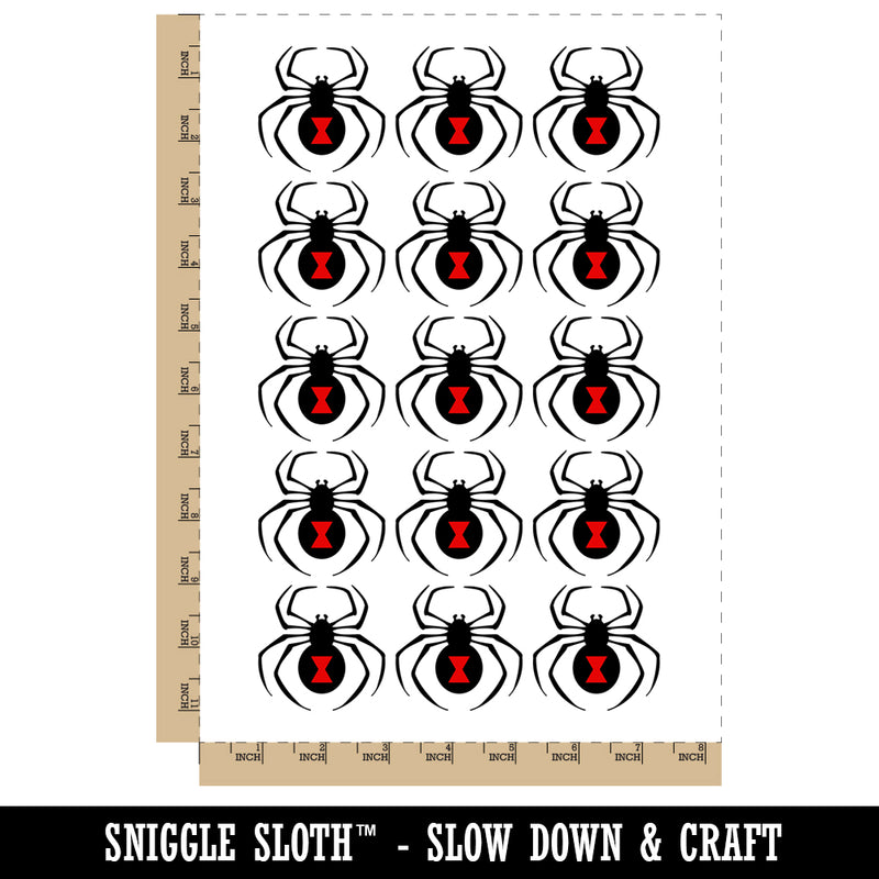 Black Widow Spider Temporary Tattoo Water Resistant Fake Body Art Set Collection (1 Sheet)