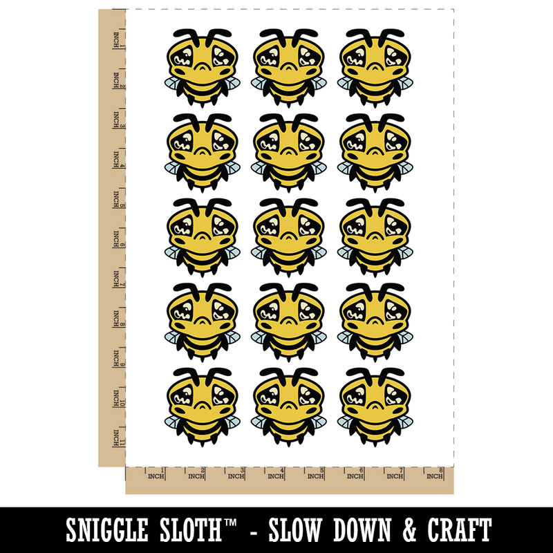 Cute Bee Sad Temporary Tattoo Water Resistant Fake Body Art Set Collection (1 Sheet)