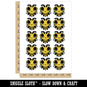 Cute Bee Sleepy Temporary Tattoo Water Resistant Fake Body Art Set Collection (1 Sheet)