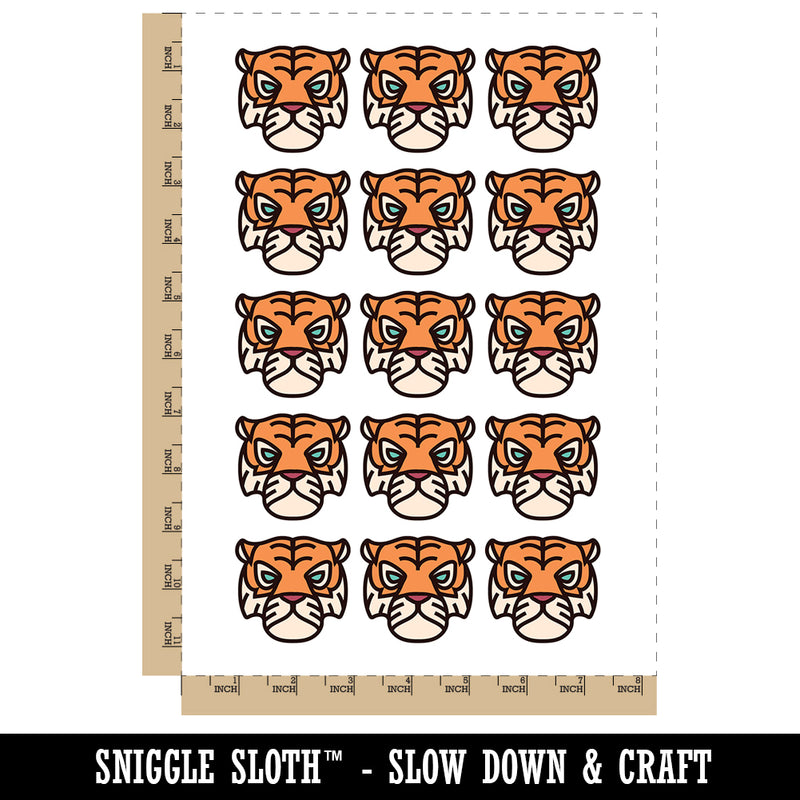 Tiger Head Icon Temporary Tattoo Water Resistant Fake Body Art Set Collection (1 Sheet)