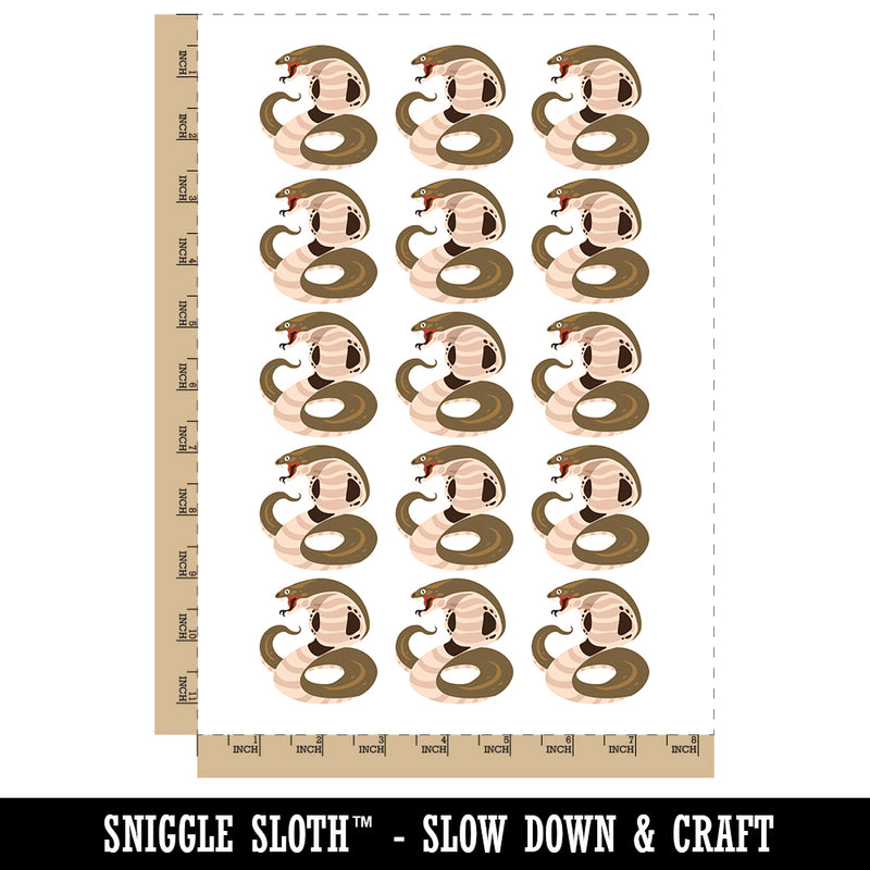 Coiled Cobra Snake Temporary Tattoo Water Resistant Fake Body Art Set Collection (1 Sheet)