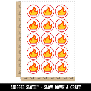 Flammable Fire Icon Temporary Tattoo Water Resistant Fake Body Art Set Collection (1 Sheet)