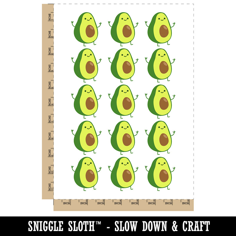 Friendly Avocado Buddy Temporary Tattoo Water Resistant Fake Body Art Set Collection (1 Sheet)