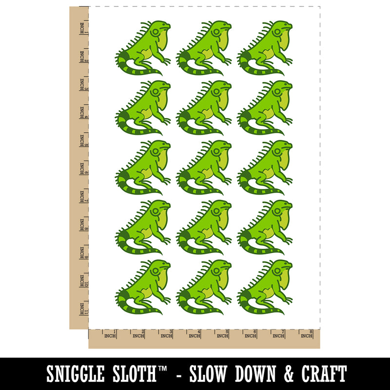 Lounging Lizard Iguana Temporary Tattoo Water Resistant Fake Body Art Set Collection (1 Sheet)
