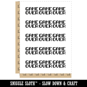 Pixel Video Game Over Text Temporary Tattoo Water Resistant Fake Body Art Set Collection (1 Sheet)