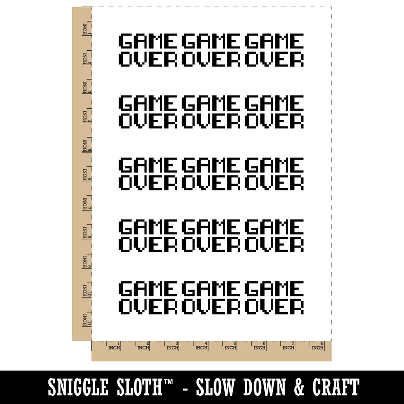 Pixel Video Game Over Text Temporary Tattoo Water Resistant Fake Body Art Set Collection (1 Sheet)