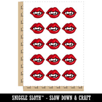 Vampire Lips and Teeth Halloween Temporary Tattoo Water Resistant Fake Body Art Set Collection (1 Sheet)