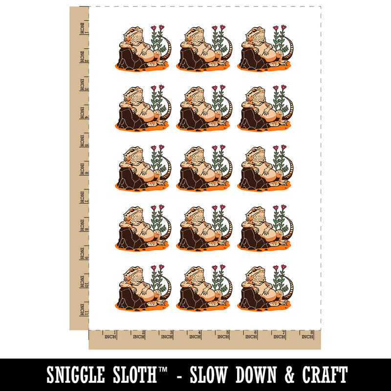 Bearded Dragon Lazy Lizard Temporary Tattoo Water Resistant Fake Body Art Set Collection (1 Sheet)