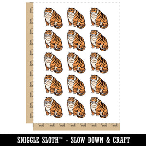 Chubby Fat Tiger Temporary Tattoo Water Resistant Fake Body Art Set Collection (1 Sheet)