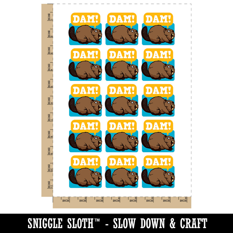 Grumpy Beaver Yelling Dam Temporary Tattoo Water Resistant Fake Body Art Set Collection (1 Sheet)