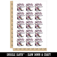 Samurai Cat Under Sakura Cherry Blossom Temporary Tattoo Water Resistant Fake Body Art Set Collection (1 Sheet)