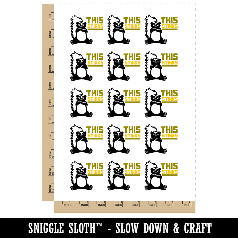 This Stinks Says the Grumpy Skunk Temporary Tattoo Water Resistant Fake Body Art Set Collection (1 Sheet)