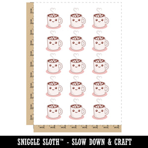 Cute Kawaii Hot Chocolate Temporary Tattoo Water Resistant Fake Body Art Set Collection (1 Sheet)