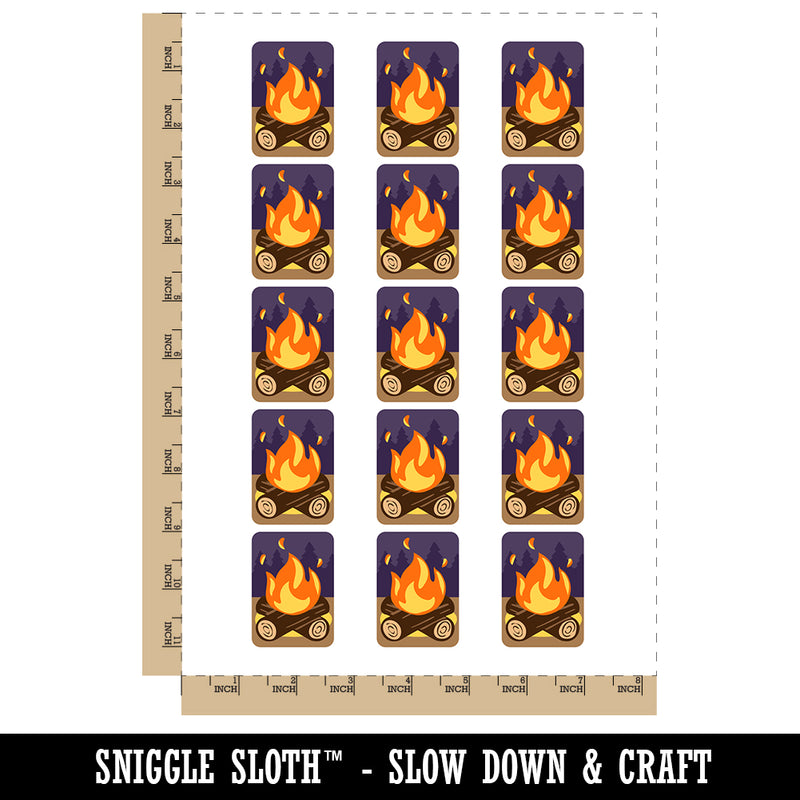 Campfire Cartoon Temporary Tattoo Water Resistant Fake Body Art Set Collection (1 Sheet)