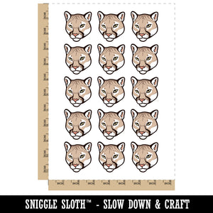 Cougar Head Mountain Lion Temporary Tattoo Water Resistant Fake Body Art Set Collection (1 Sheet)