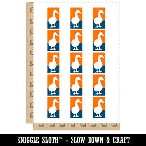 Duck From the Front Silhouette Temporary Tattoo Water Resistant Fake Body Art Set Collection (1 Sheet)