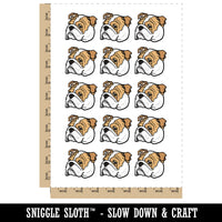 English Bulldog Head Temporary Tattoo Water Resistant Fake Body Art Set Collection (1 Sheet)