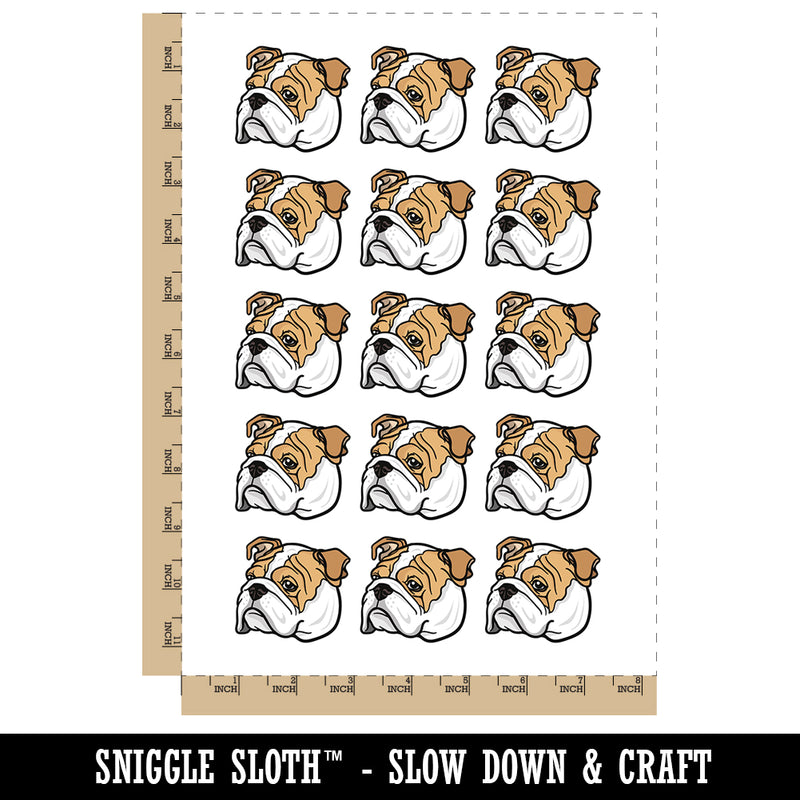 English Bulldog Head Temporary Tattoo Water Resistant Fake Body Art Set Collection (1 Sheet)