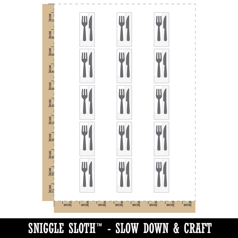 Fork and Knife Solid Silhouette Temporary Tattoo Water Resistant Fake Body Art Set Collection (1 Sheet)
