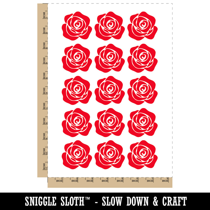 Rose Flower Solid Temporary Tattoo Water Resistant Fake Body Art Set Collection (1 Sheet)