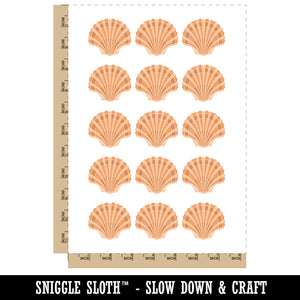 Scallop Seashell Beach Shell Temporary Tattoo Water Resistant Fake Body Art Set Collection (1 Sheet)