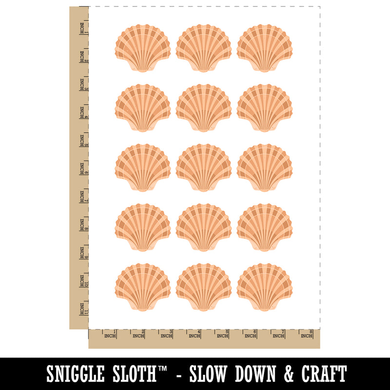 Scallop Seashell Beach Shell Temporary Tattoo Water Resistant Fake Body Art Set Collection (1 Sheet)