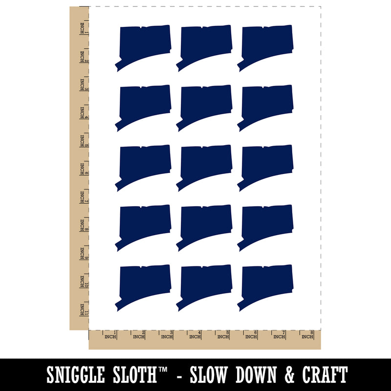 Connecticut State Silhouette Temporary Tattoo Water Resistant Fake Body Art Set Collection (1 Sheet)