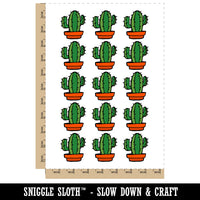 Hand Drawn Cactus Doodle Temporary Tattoo Water Resistant Fake Body Art Set Collection (1 Sheet)