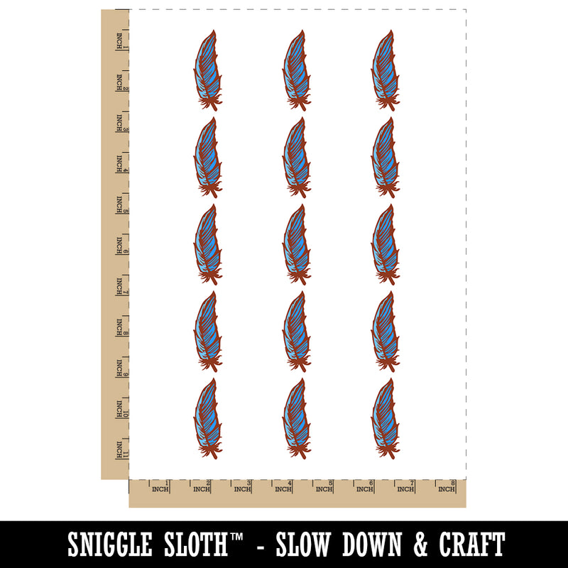 Hand Drawn Feather Doodle Temporary Tattoo Water Resistant Fake Body Art Set Collection (1 Sheet)