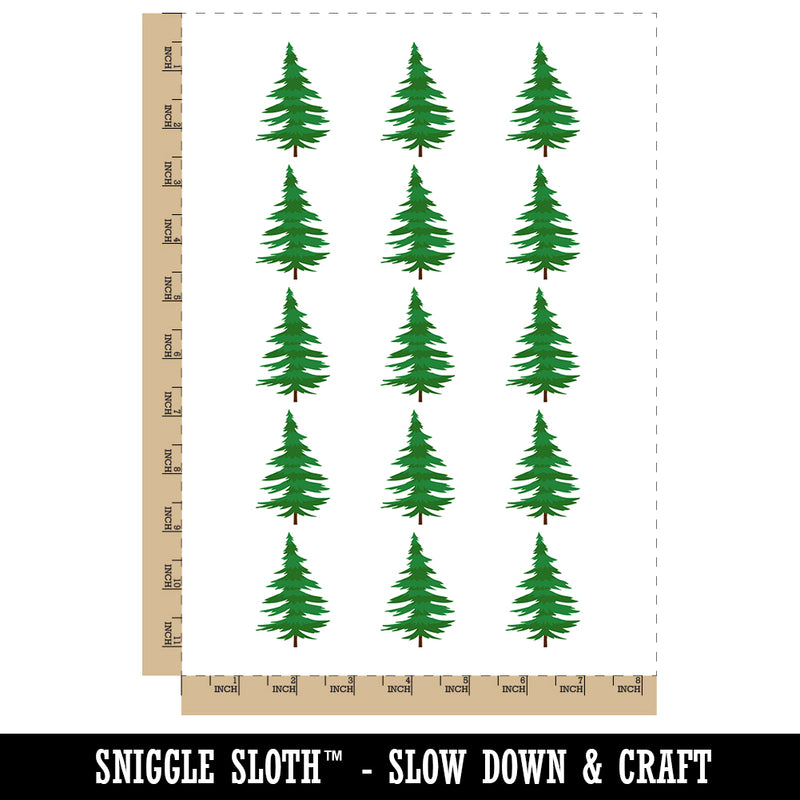Hand Drawn Sketchy Christmas Evergreen Tree Temporary Tattoo Water Resistant Fake Body Art Set Collection (1 Sheet)