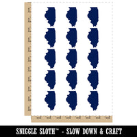 Illinois State Silhouette Temporary Tattoo Water Resistant Fake Body Art Set Collection (1 Sheet)