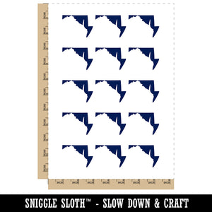 Maryland State Silhouette Temporary Tattoo Water Resistant Fake Body Art Set Collection (1 Sheet)
