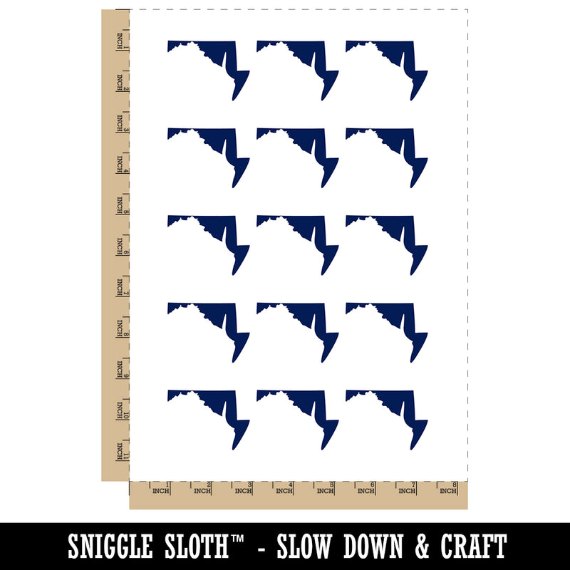 Maryland State Silhouette Temporary Tattoo Water Resistant Fake Body Art Set Collection (1 Sheet)