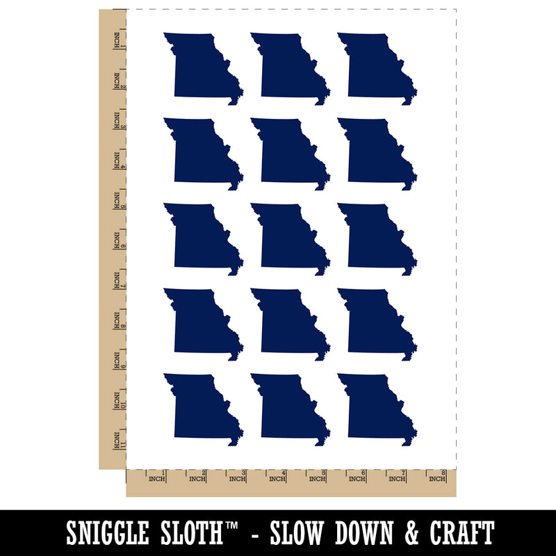 Missouri State Silhouette Temporary Tattoo Water Resistant Fake Body Art Set Collection (1 Sheet)