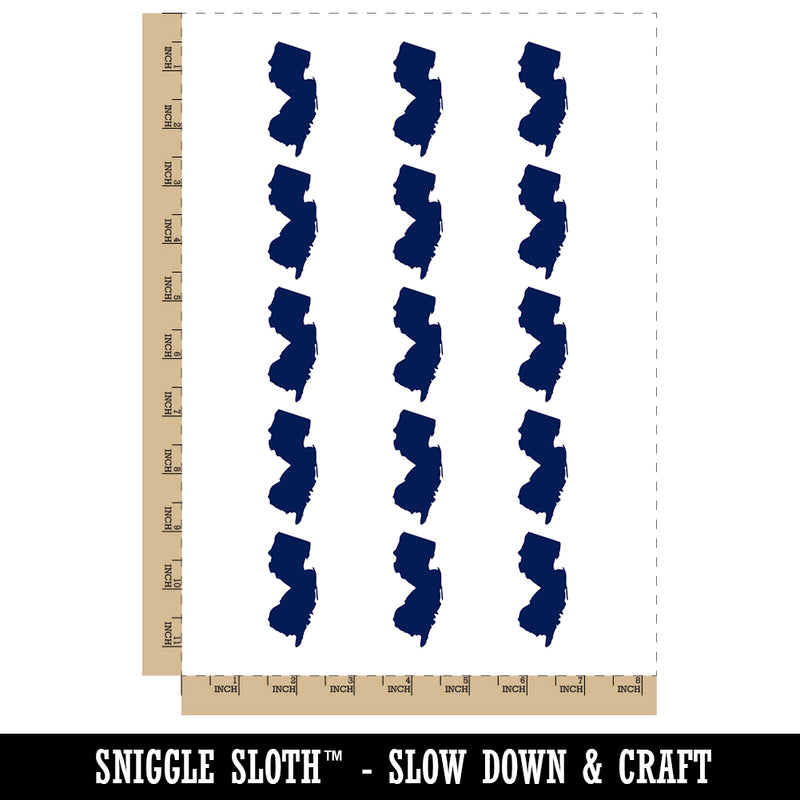 New Jersey State Silhouette Temporary Tattoo Water Resistant Fake Body Art Set Collection (1 Sheet)