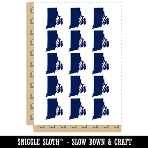 Rhode Island State Silhouette Temporary Tattoo Water Resistant Fake Body Art Set Collection (1 Sheet)