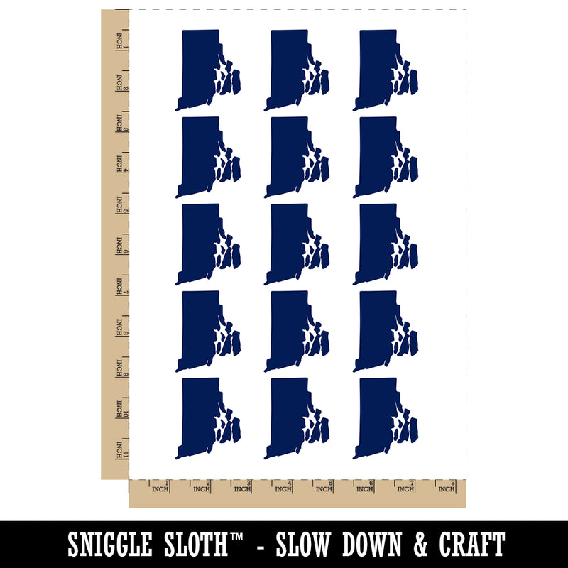 Rhode Island State Silhouette Temporary Tattoo Water Resistant Fake Body Art Set Collection (1 Sheet)
