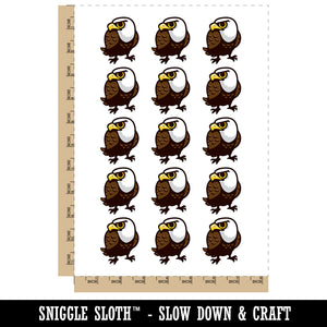 Cute and Grumpy Bald Eagle Temporary Tattoo Water Resistant Fake Body Art Set Collection (1 Sheet)