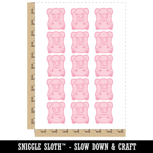 Cute Little Pig Sitting Temporary Tattoo Water Resistant Fake Body Art Set Collection (1 Sheet)