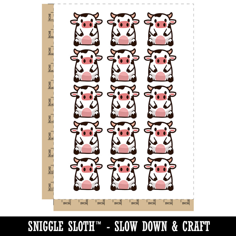 Cute Spotted Cow Sitting Temporary Tattoo Water Resistant Fake Body Art Set Collection (1 Sheet)