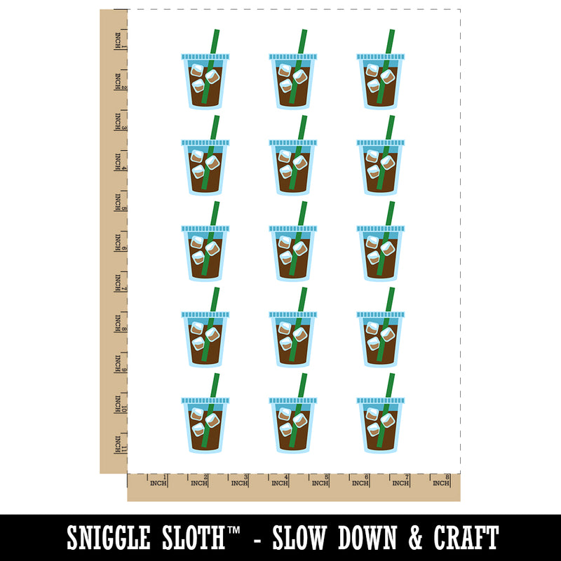 Iced Coffee Drink Temporary Tattoo Water Resistant Fake Body Art Set Collection (1 Sheet)