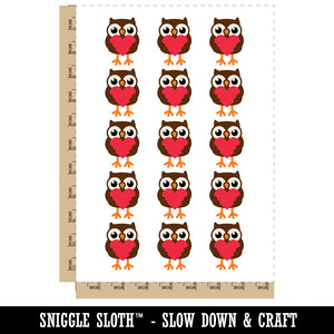 Owl Holding Heart Temporary Tattoo Water Resistant Fake Body Art Set Collection (1 Sheet)