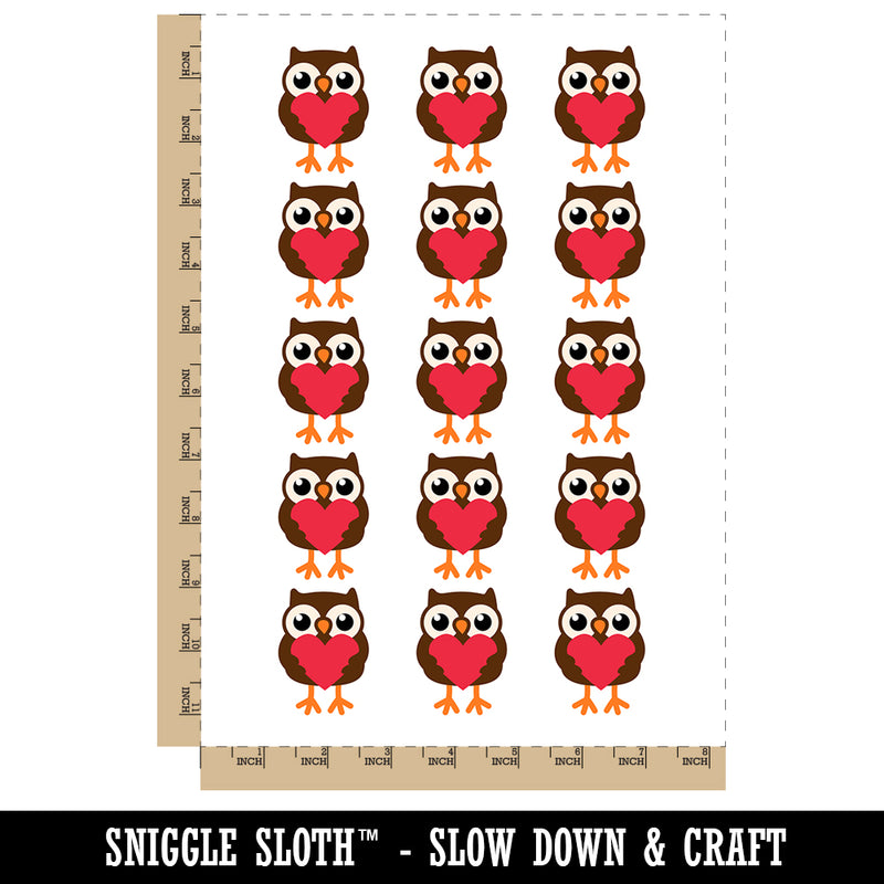 Owl Holding Heart Temporary Tattoo Water Resistant Fake Body Art Set Collection (1 Sheet)
