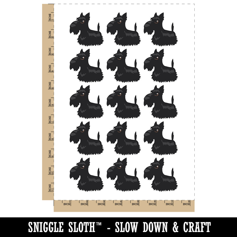 Delightful Cartoon Scottish Terrier Temporary Tattoo Water Resistant Fake Body Art Set Collection (1 Sheet)