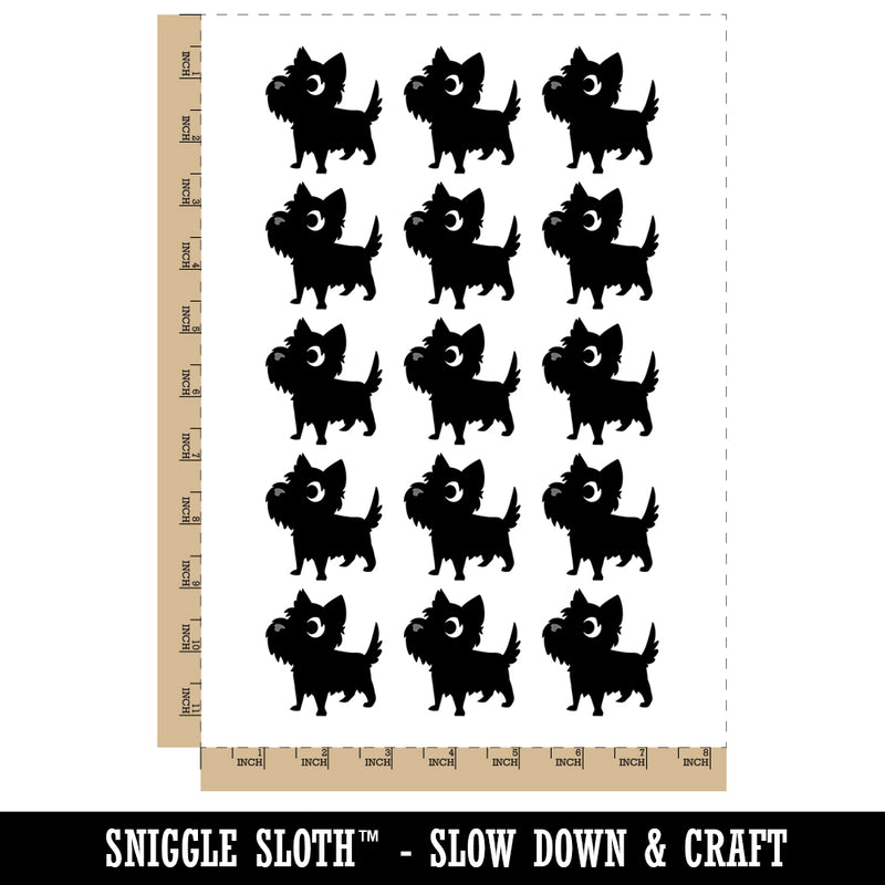 Lovable Cartoon Cairn Terrier Temporary Tattoo Water Resistant Fake Body Art Set Collection (1 Sheet)